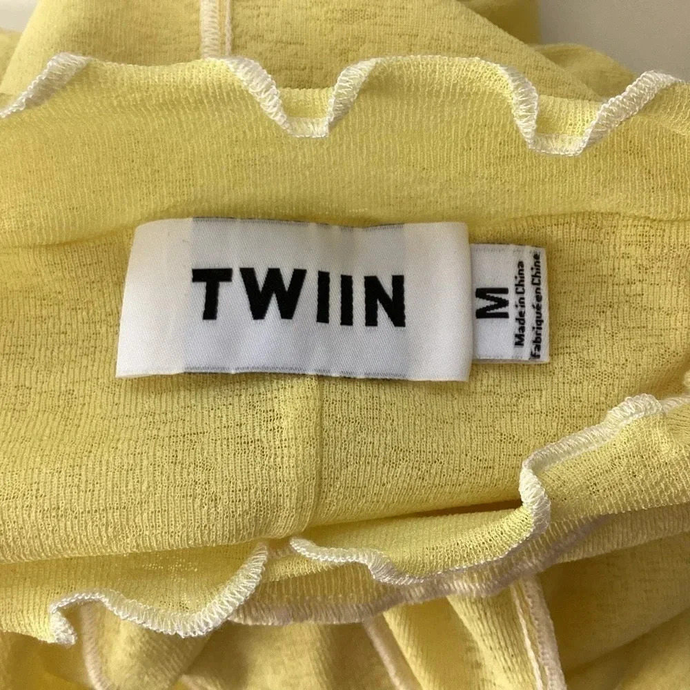 TWIIN Cropped Sheer Top Medium Yellow - Picture 7 of 8
